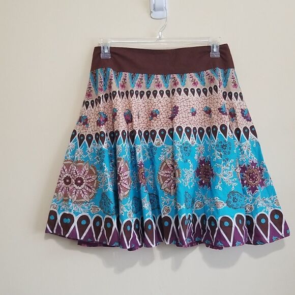 Rene Margo Blue and Brown Multicolored Skirt Sz Medium - Picture 5 of 6
